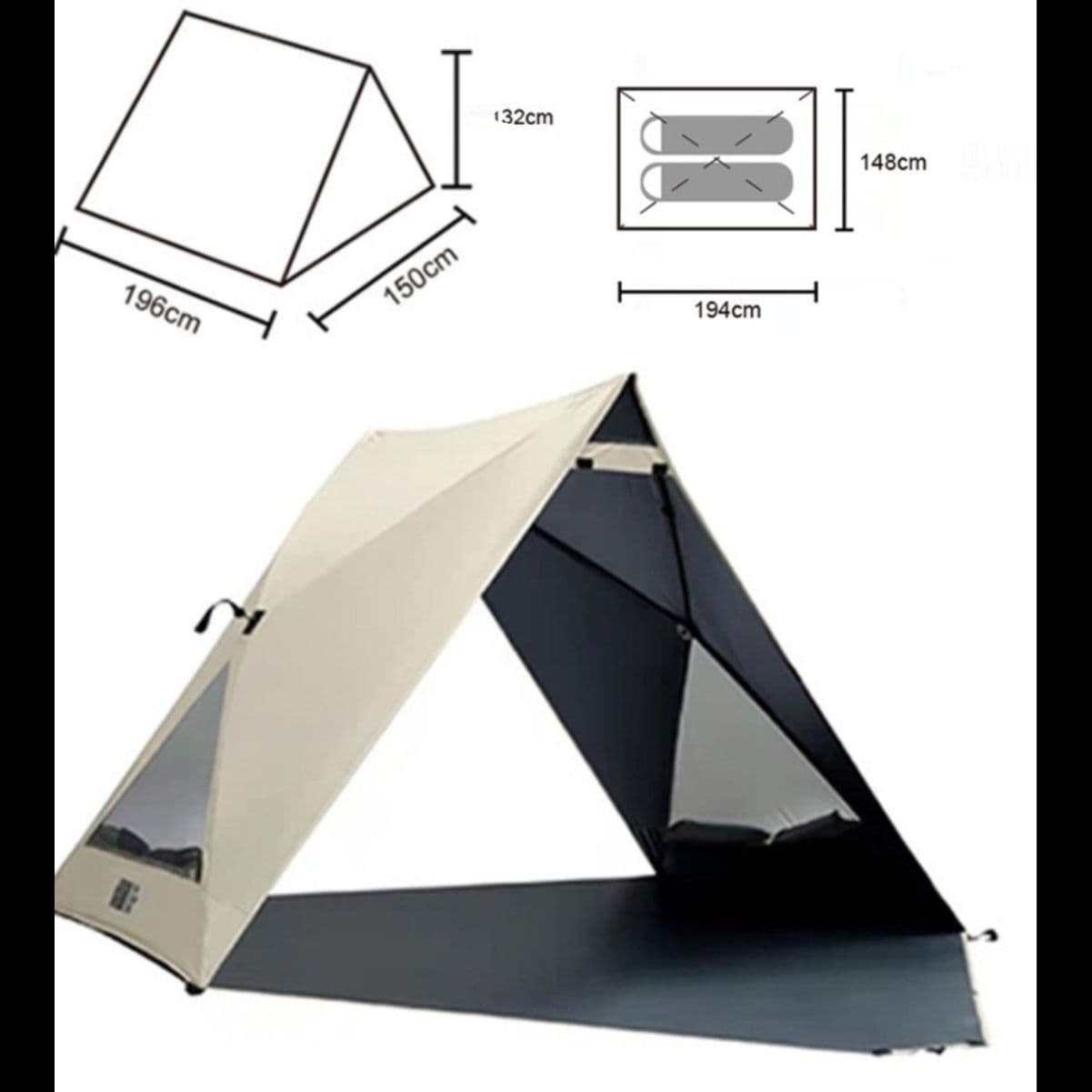 タープ 三角屋根型軽量ビーチタープ遮光仕様