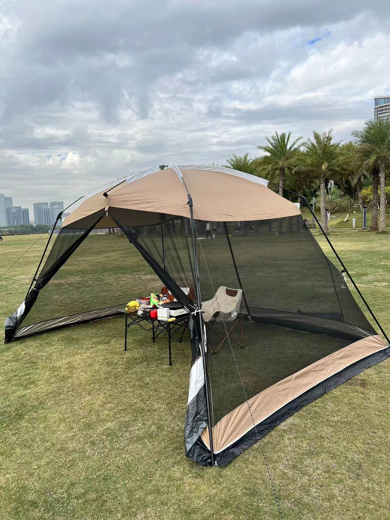 タープ 大型六角形メッシュスクリーンタープ
