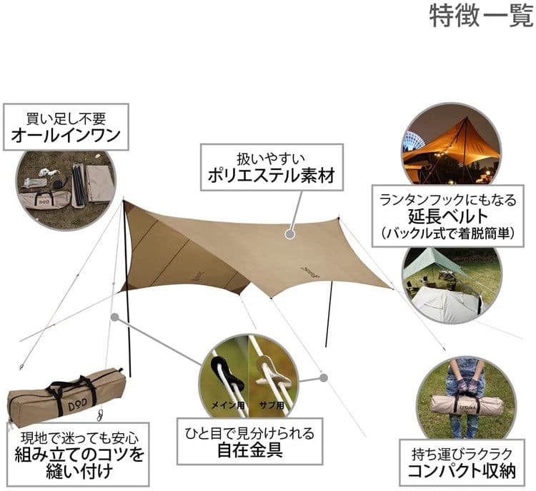 タープ 六角形デザイン大型タープ防水加工済み
